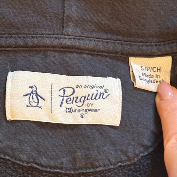 Sz S The Orginal Penguin washed black full zip hoodie sweatshirt - Picture 8 of 9